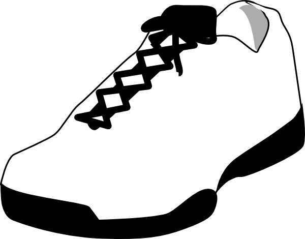 Tennis Shoe Shoe Outline White Clip Art At Vector Clip - Black And White Shoe (600x470)