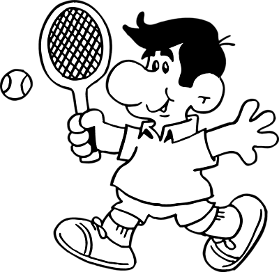 Tennis Player Clipart Black And White - Tennis (400x391)