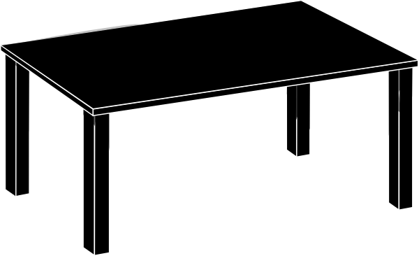 Bookshelf - Clipart - Black - And - White - Black Table Clipart (600x366)