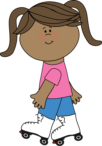Girl Skateboarding Cliparts - Roller Skating Girl Clipart (350x500)