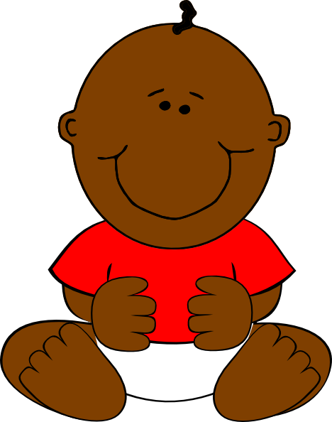 Brown Baby Boy Clip Art At Clker - Brown Baby Clipart (468x594)