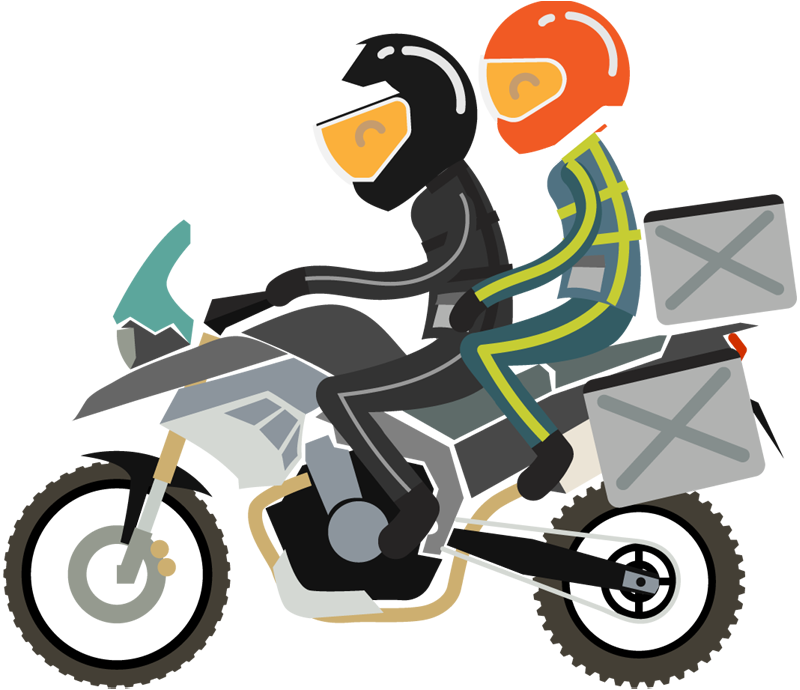 Young Couple Traveling On The Motorcycle - Motorcycle Couple Clipart (800x690)