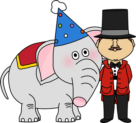 Circus Elephant And Ringmaster - Circus Elephant Clipart (450x406)