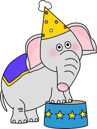Circus Elephant On A Stool Clip Art - Circus Elephant Clip Art (340x450)