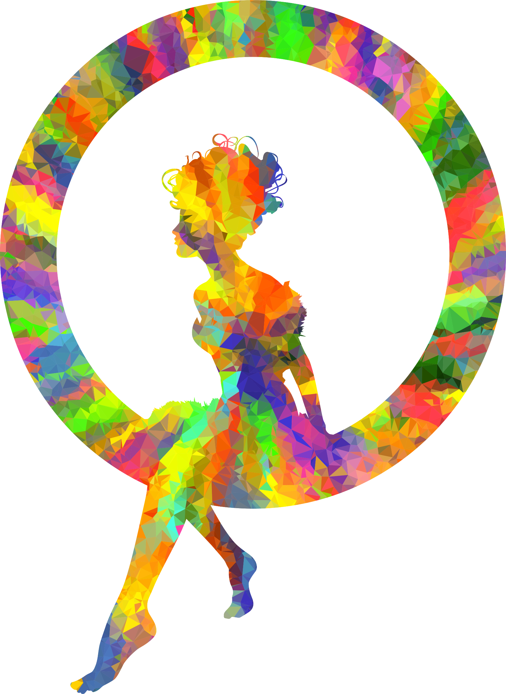 Poly Splash Of Color Fairy Sitting In A Circle Silhouette - Color Splash Transparent Png (1686x2312)