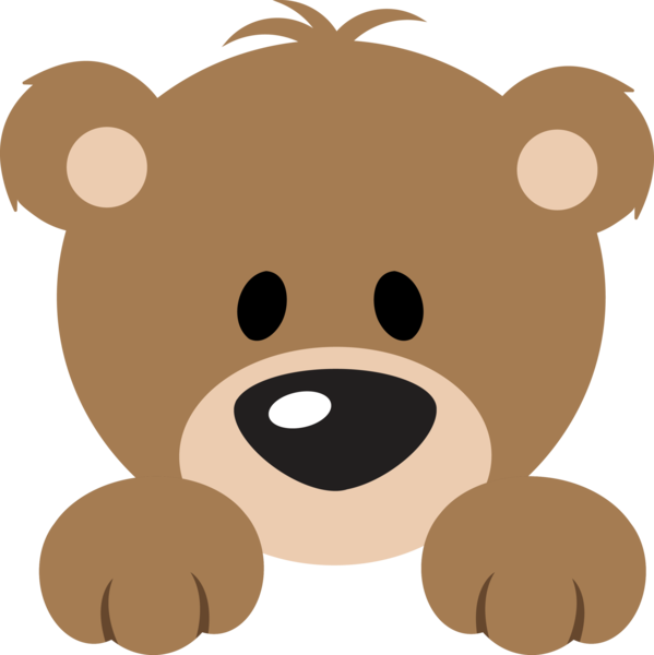 Cute Bear Peeker For Winter Reading - Cartoon Teddy Bear Face (599x600)