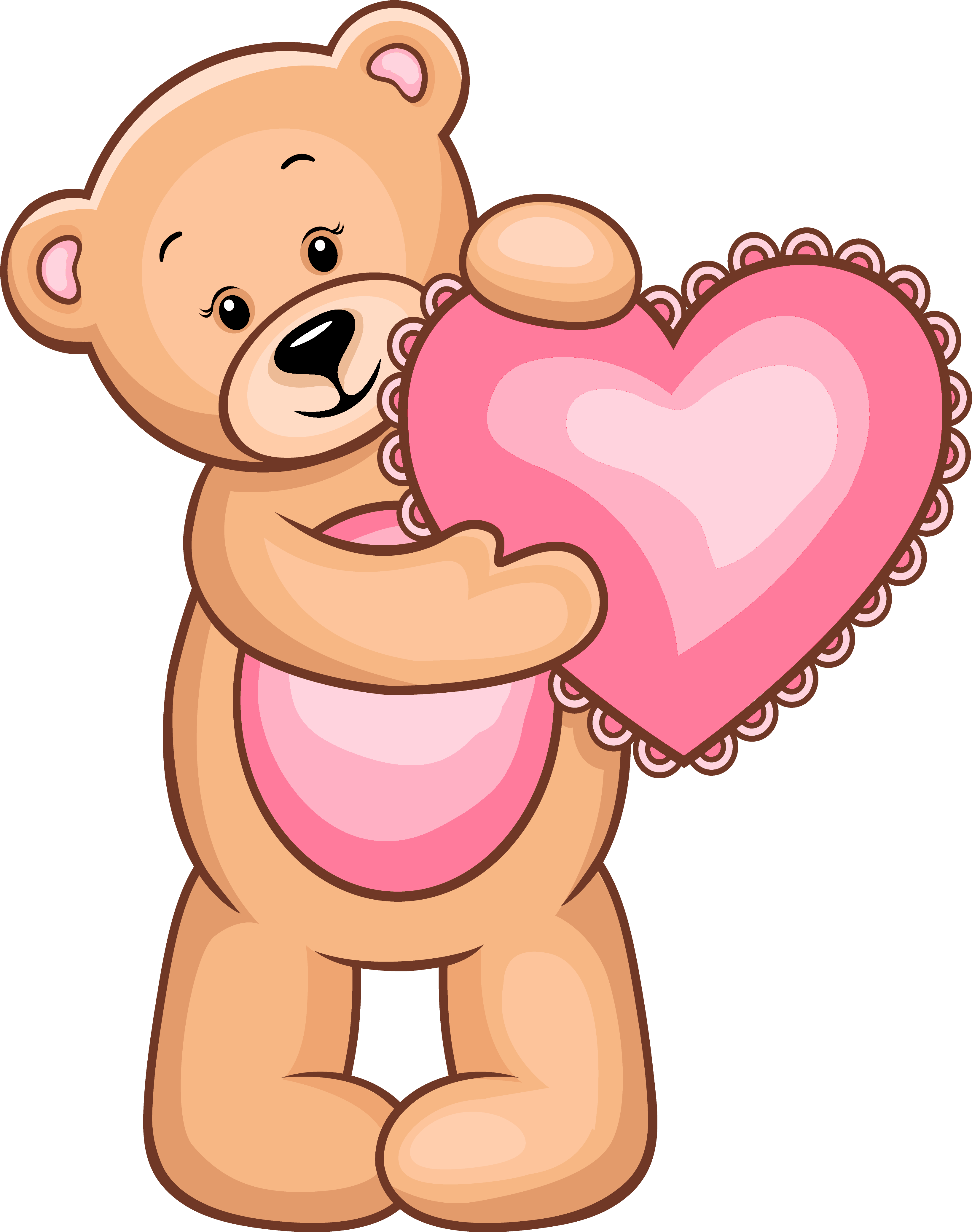 Transparent Teddy Bear With Pink Heart Png Clipart - Teddy Bear Clipart Png (3349x4244)