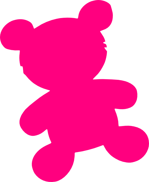 Pink - Teddy - Bear - Clipart - Toy Silhouette (486x595)
