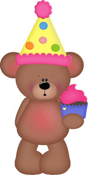 Teddy Bear Clipart Cupcake - Happy Birthday Bear Clip Art (286x571)