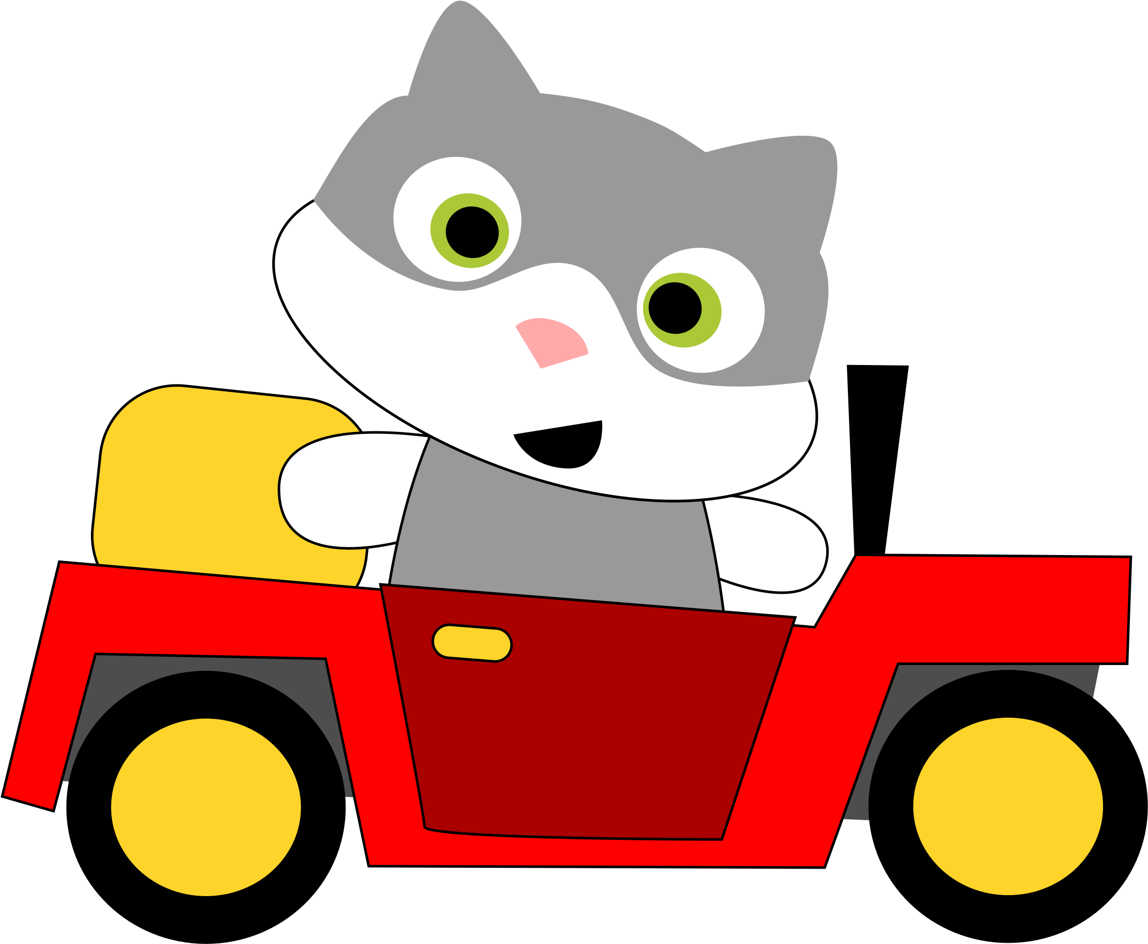 Big Image - Cat In Car Clip Art (2400x1983)