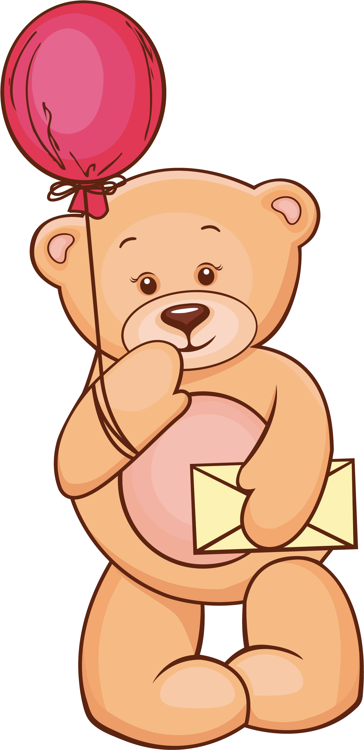 Teddy Bear And Balloon Vector Free - (1528x2687) Png Clipart Download. 