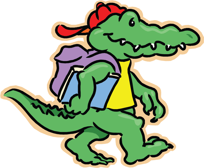 Groves Gators - Alligator With Backpack Clipart (800x667)