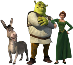 Shrek Clip Art - Shrek Fiona And Donkey (400x300)