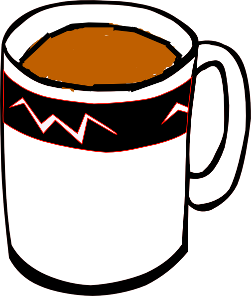 Tea Mug In White, Black And Red Clip Art At Clker - Mug Of Tea Clipart (504x593)