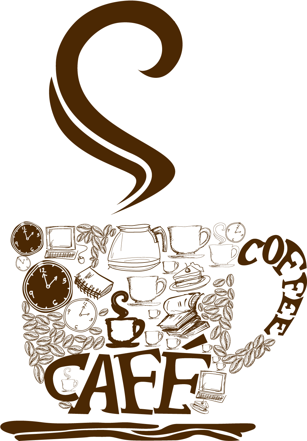 Coffee Clipart Vector Png - Cup Of Coffee Vector Png (1053x1461)