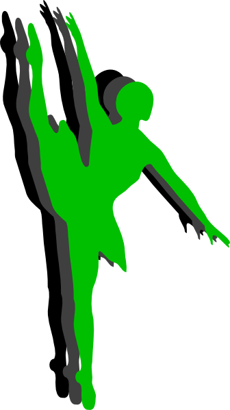 Triple Ballet Dancer Silhouette Clip Art - Green Dancer Silhouette (336x598)