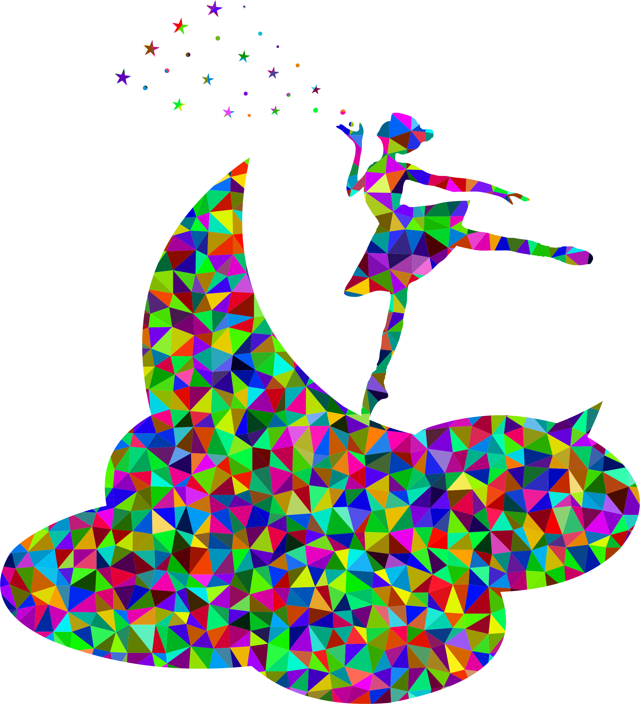 Low Poly Ballerina On The Moon - Ballerina Png Poly (2094x2304)