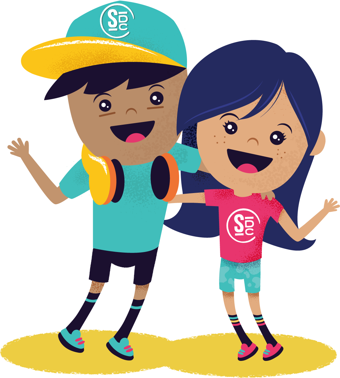 Sunshine Day Camp Characters Hugging - Sunshine Day Camp (1370x1226)