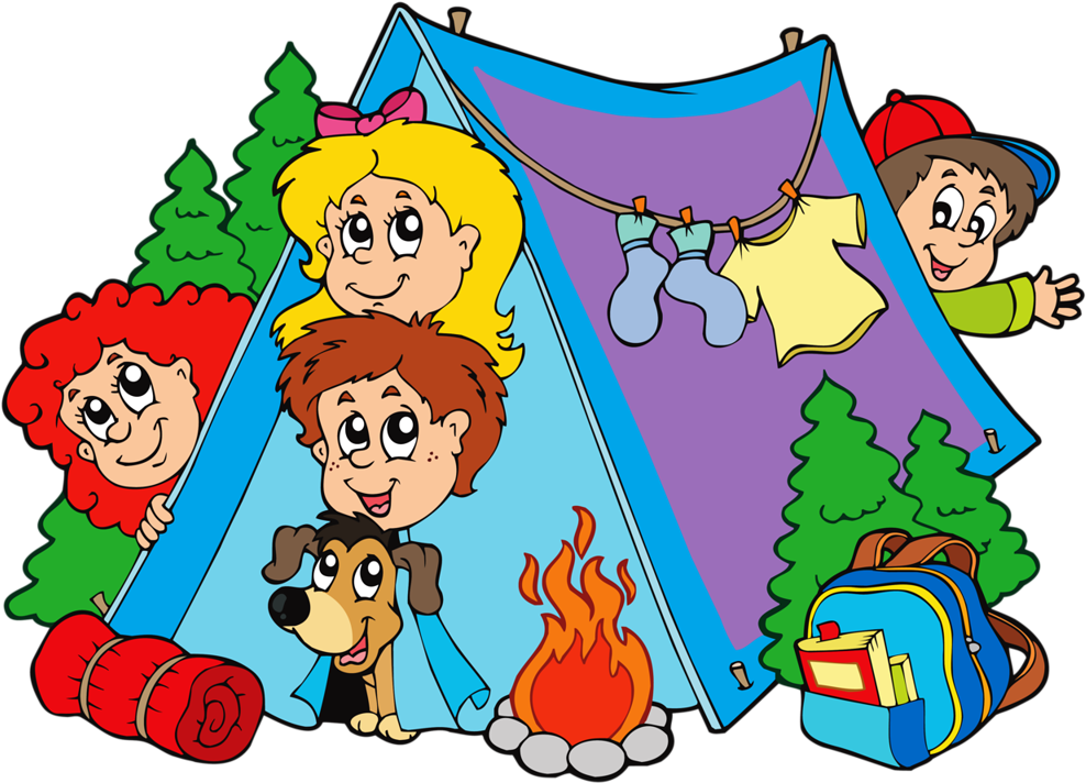 Illustration Of Group Of Camping Kids Vector Art, Clipart - Kids Camping Clipart (1024x758)