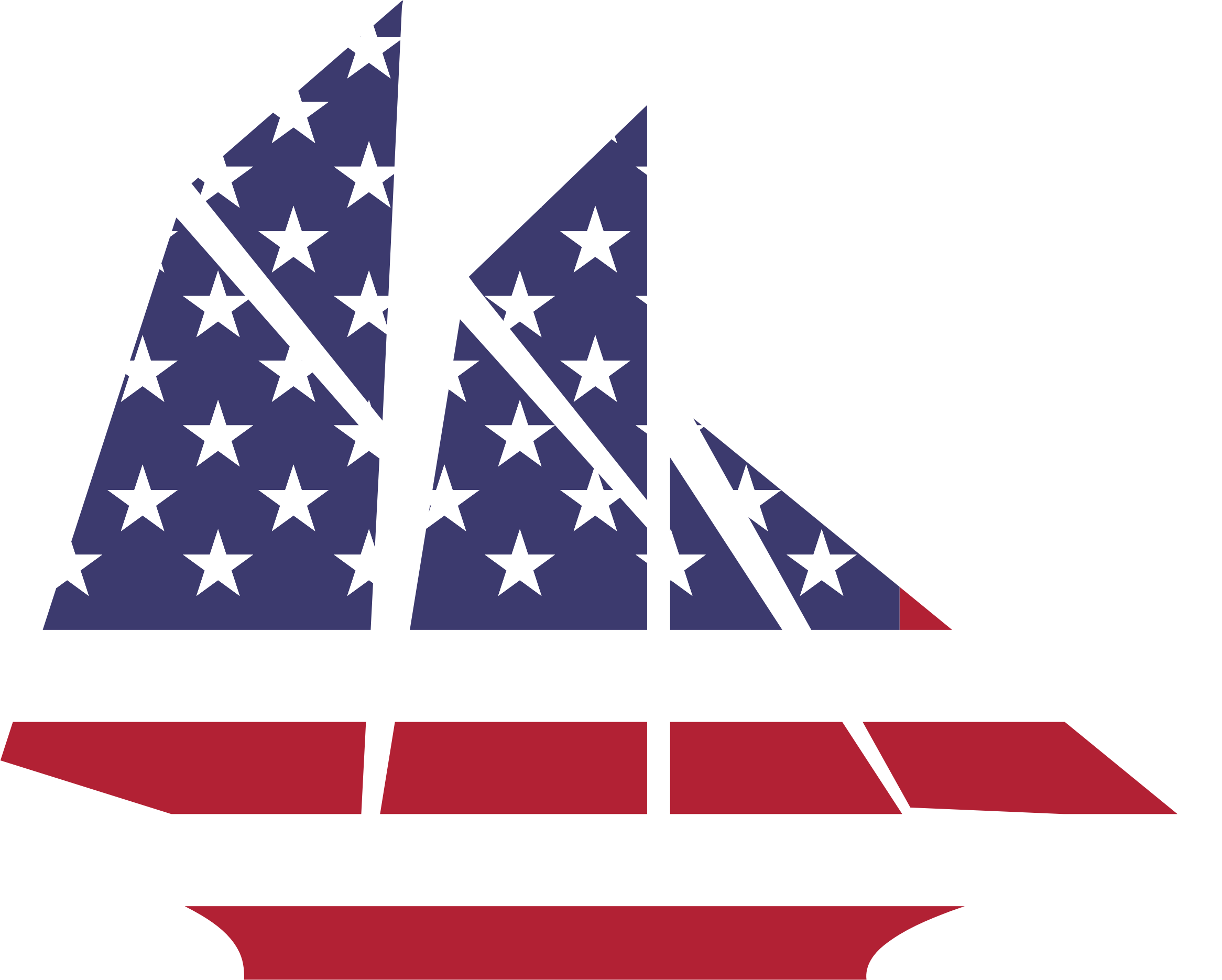 Big Image - American Flag Sailboat Clipart (2332x1870)