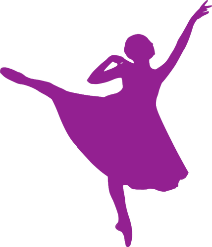 Beautiful Ballerina In Purple Public Domain Vectors - Purple Ballerina Silhouette Transparent (428x500)