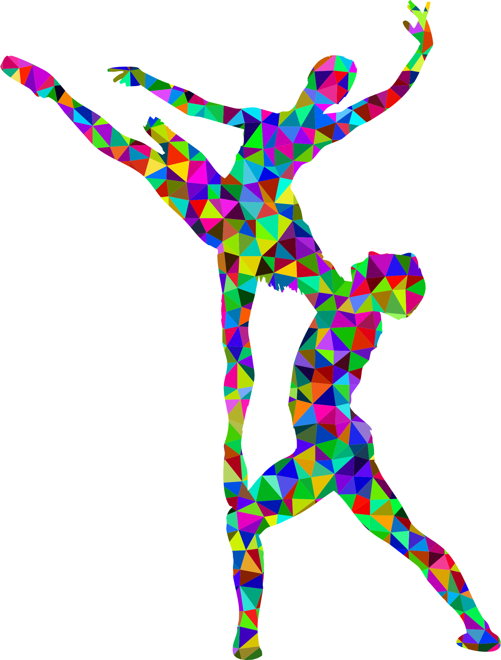 Prismatic Low Poly Woman And Man Ballet Silhouette - Men Ballet Silhouette Colorful (1712x2254)