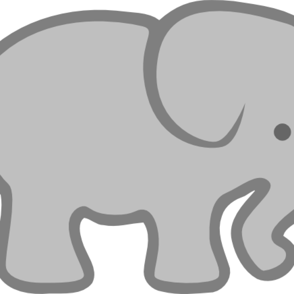 Elephant Clipart Outline Gray Elephant Outline Clip - Ivory Ella Clipart (1024x1024)