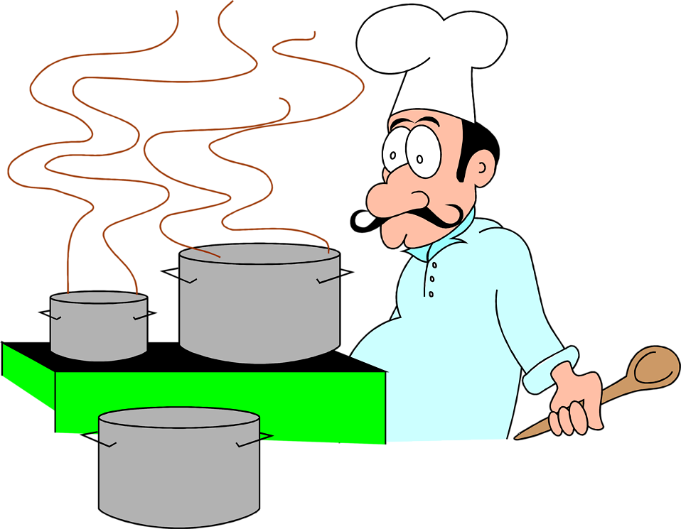 Chef Cooking Clipart - Cartoon Chef At The Stove (958x745)