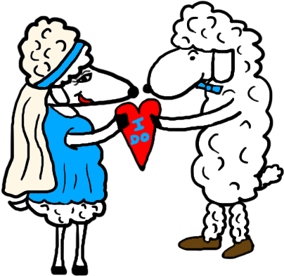 Bride And Groom Clip Art House - Sheep In Wedding Dress (450x470)