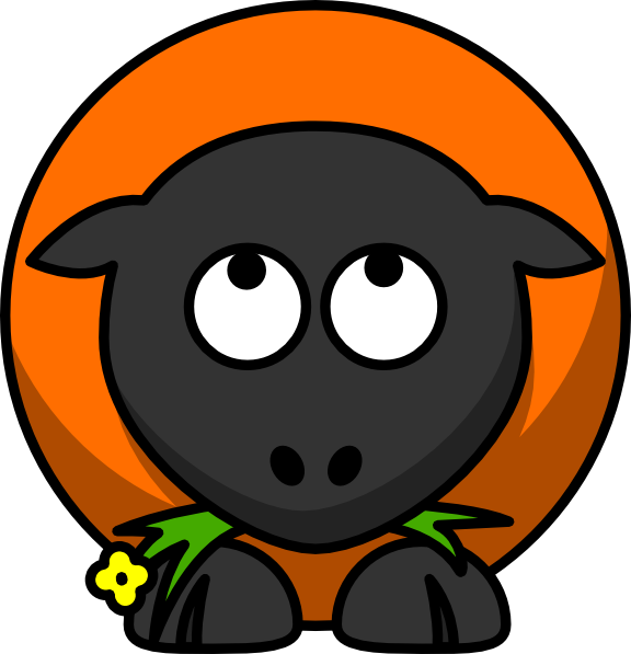 Orange Cartoon Sheep Looking Up Clip Art - Cartoon Sheep (576x597)