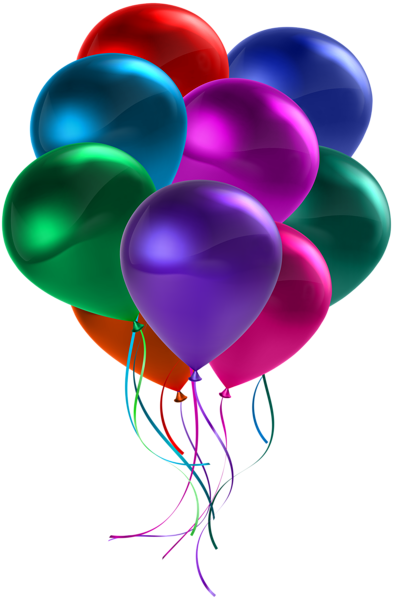 Bunch Of Colorful Balloons Transparent Clip Art - Colorful Balloons Transparent (393x600)