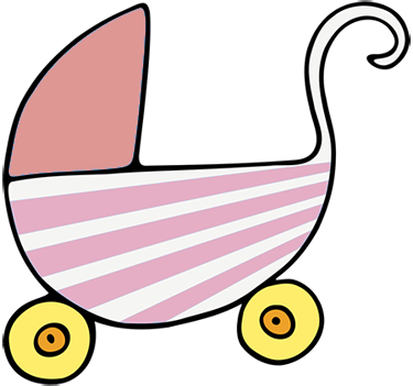 And The Same Image Of The Pram In Pink - Baby Shower Clip Art (375x351)