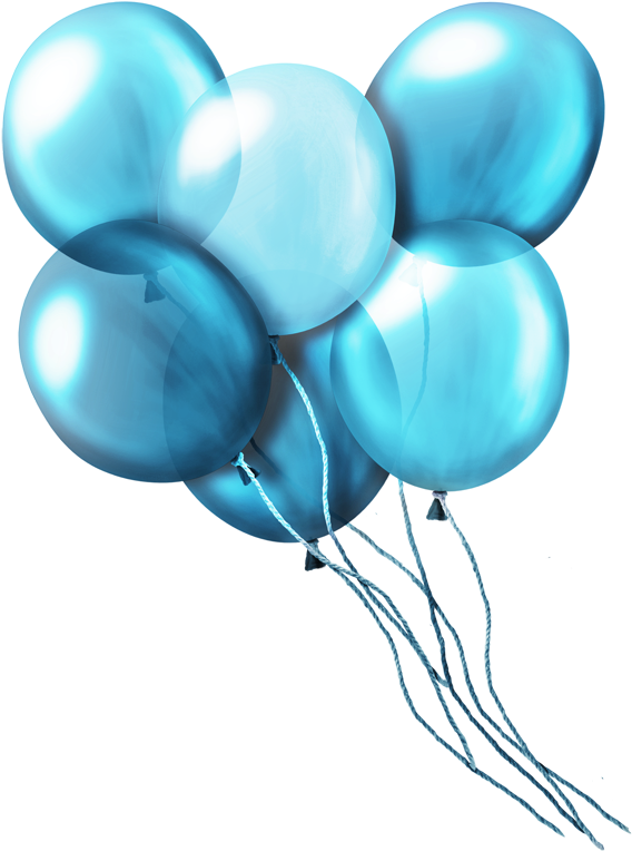 Cards - Blue Balloons With Transparent Background (600x814)