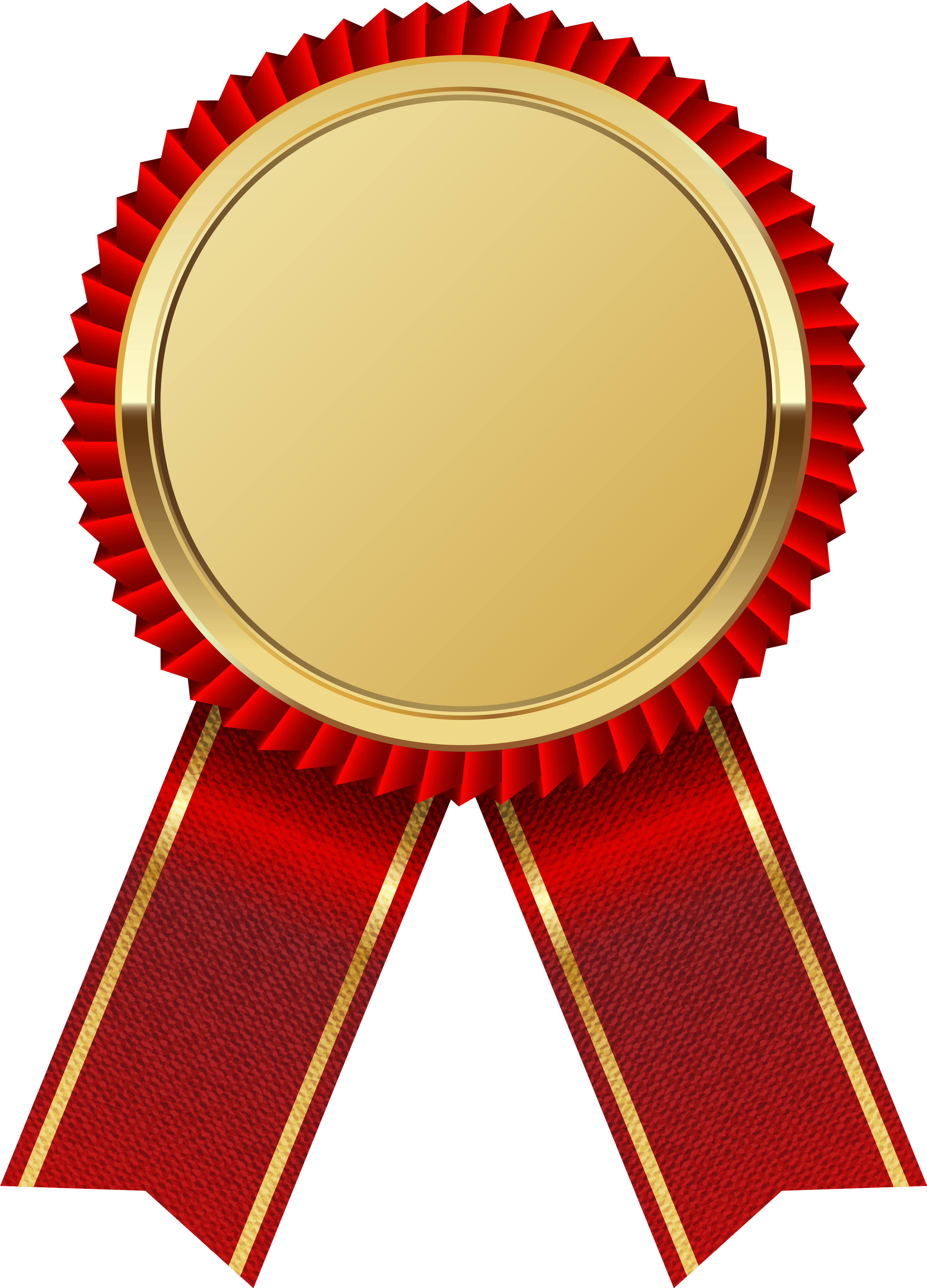 Gold Medal With Red Ribbon Png Clipart Image - Seal And Ribbon Png (4354x6054)