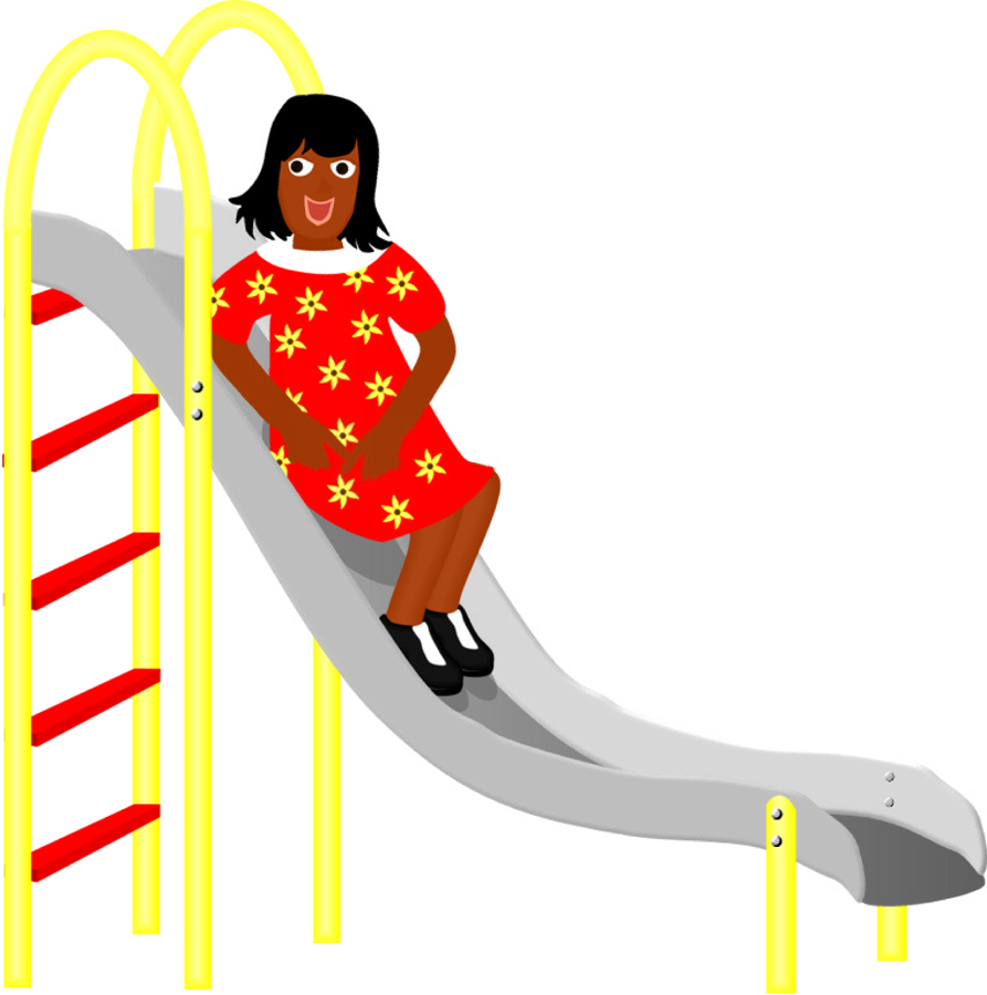 Fun, "un" Word Family, Girl On A Slide, Play, Playground - Boy On A Slide (893x900)