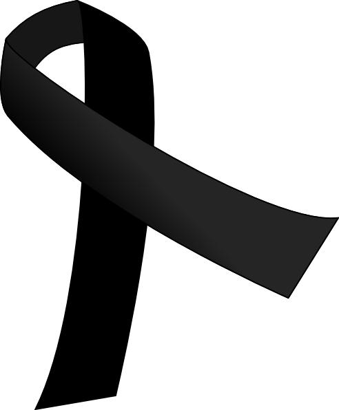 Breast Cancer Ribbon Black And White Clipart Black - Black Breast Cancer Ribbon (492x596)