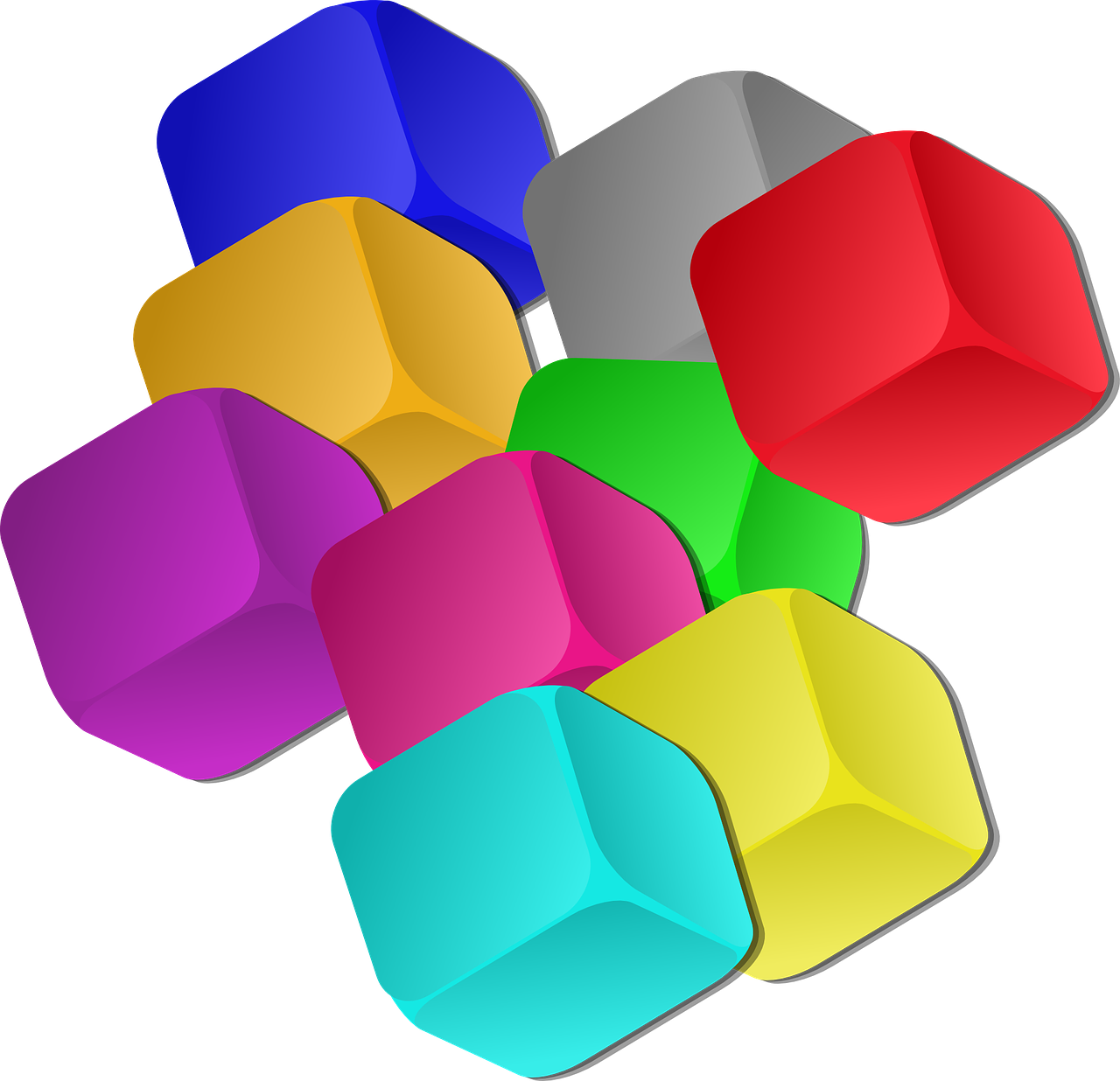 Boxes Dice Rainbow Colors Transparent Image - Cubes Clipart (1280x1236)