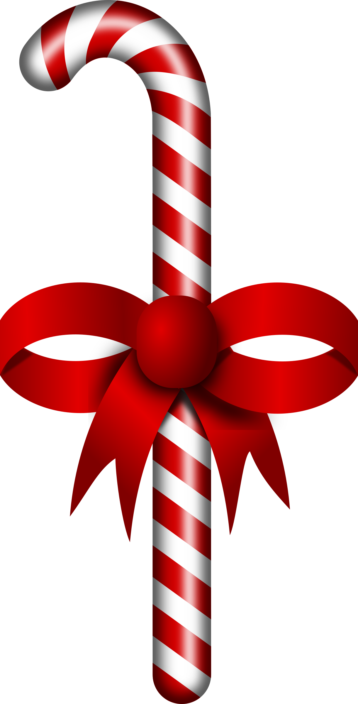 Candy Cane Stick Clipart - Candy Cane With Ribbon Clipart (1221x2400)