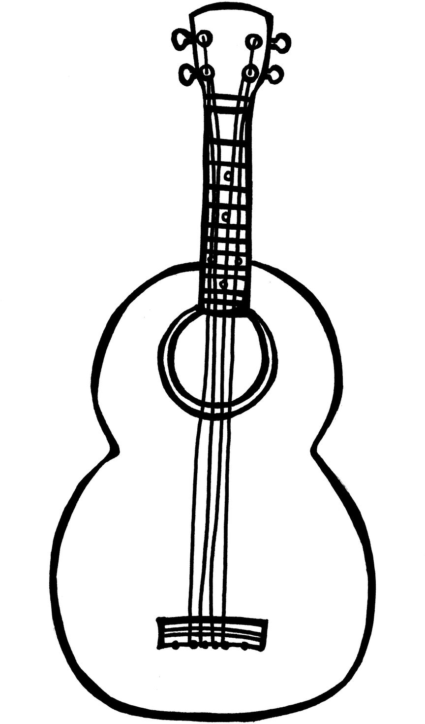 Sense - Of - Hearing - Clipart - Ukelele Clipart Black And White (879x1600)