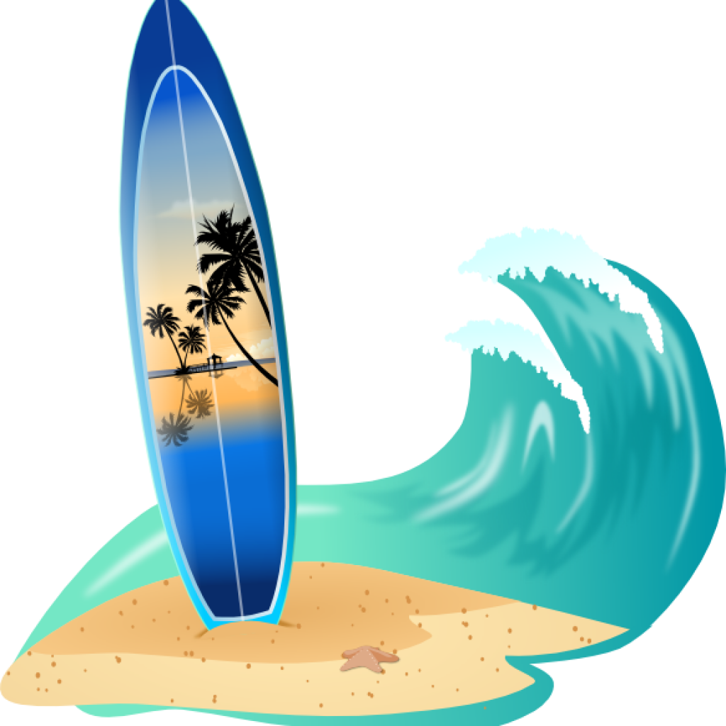 Surf Board Clip Art Surfboard And Wave Clip Art At - Surf Board Clip Art (1024x1024)