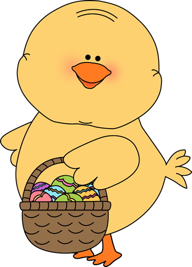 Chick Carrying Easter Basket Clip Art - Easter Chicks Clip Art (395x550)