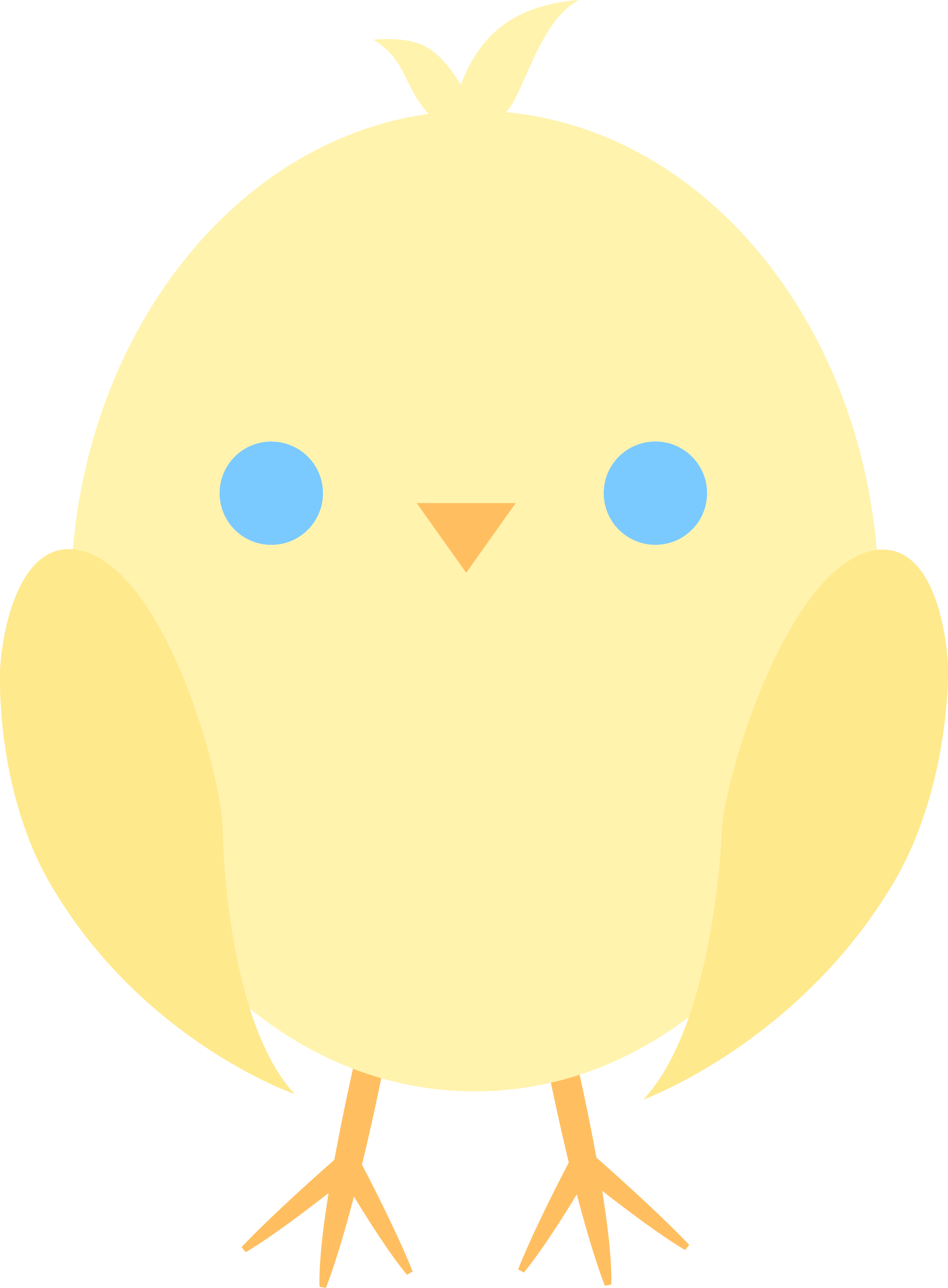 Cute Yellow Easter Chick - Baby Chick Easter Cartoon (3578x4863)
