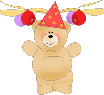 Birthday Party Bear - Birthday Bear Clip Art (410x373)