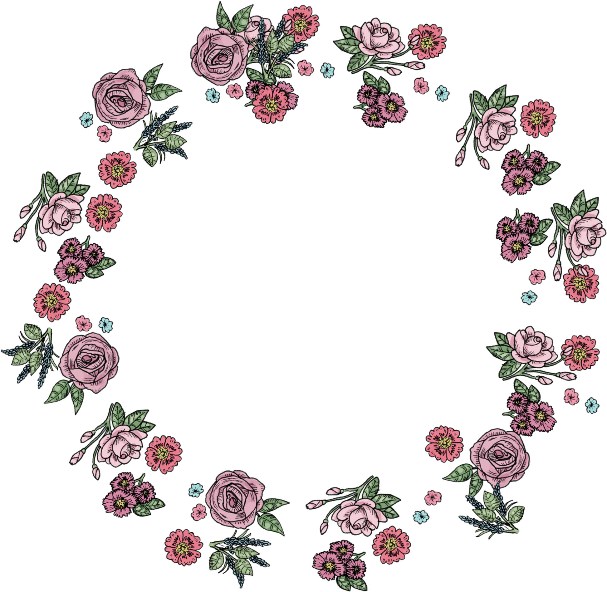 Floral Flower Frame Round Png Image - Blomsterkrans Png (2789x2733)