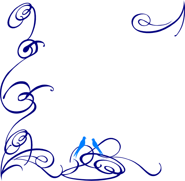 Decorative Swirl Blue Bird Svg Clip Arts 600 X 588 - Page Borders In Word (600x588)