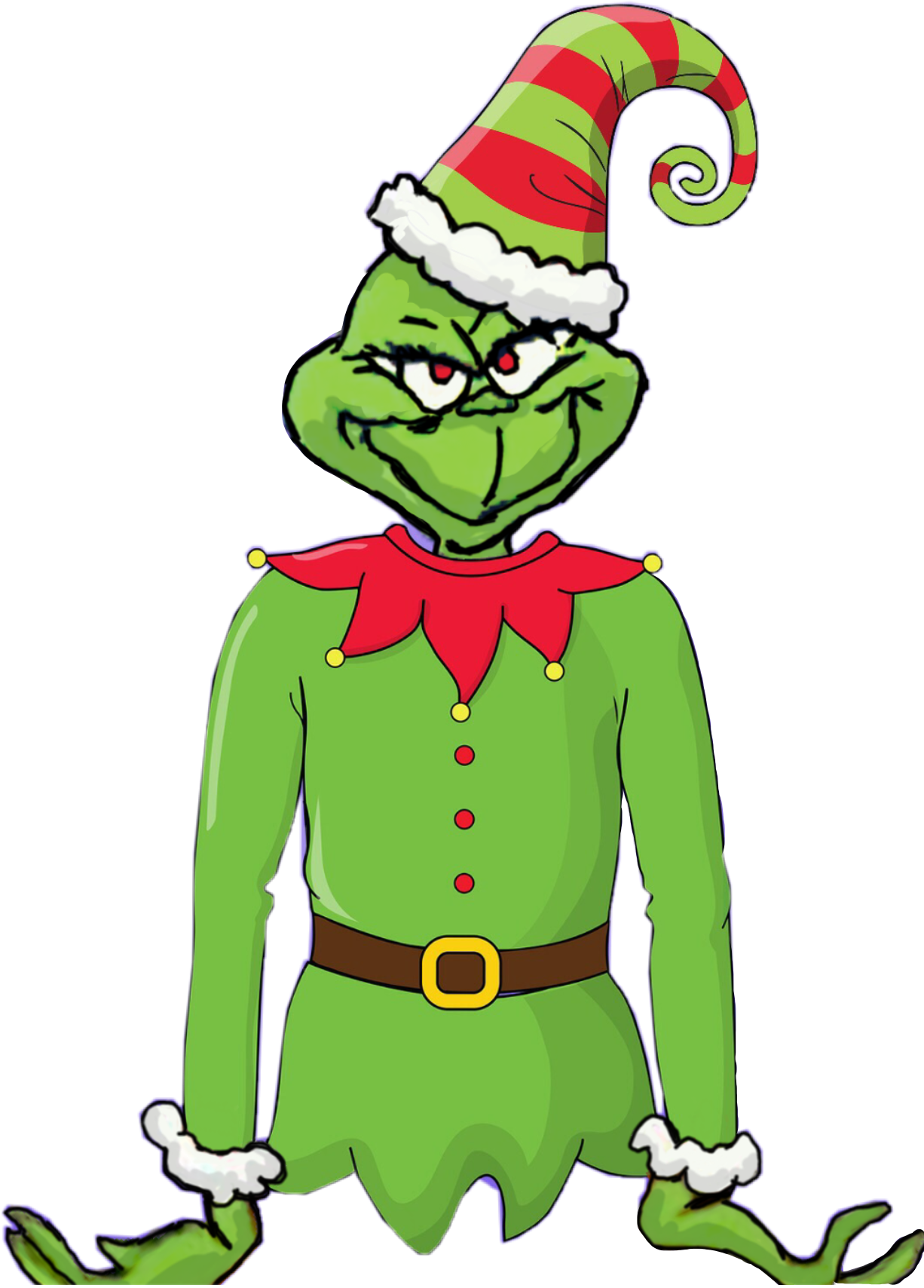 Elf Grinch Green Red Angry Belt Christmas Stripes Lolfr - Cartoon (1226x1708)