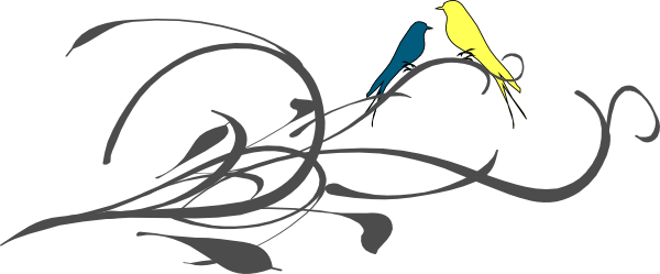 Yellow And Blue Love Birds On A Branch Clip Art At - Clip Art (600x249)