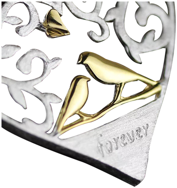 Silver & Gold Plated Forever Love Birds Pendant - Black Capped Chickadee (500x500)