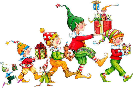 Tubes Noel / Elfes, Lutins - Mary Engelbreit Christmas Elves (574x405)