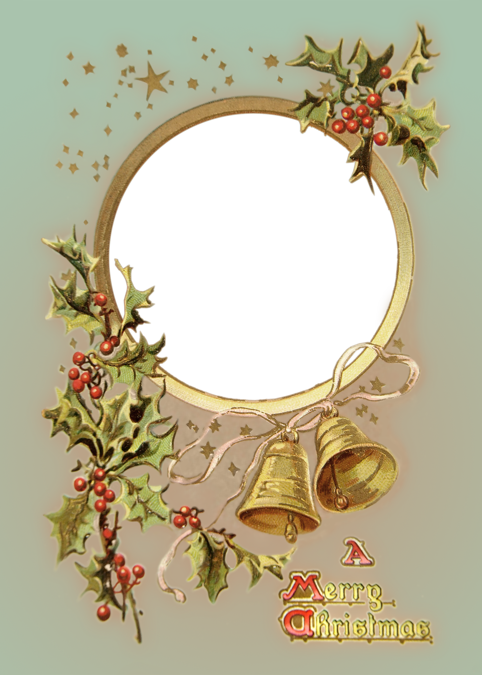 Vintage Christmas Postcard Photo Frame Border - Old Christmas Border Png (1570x2198)